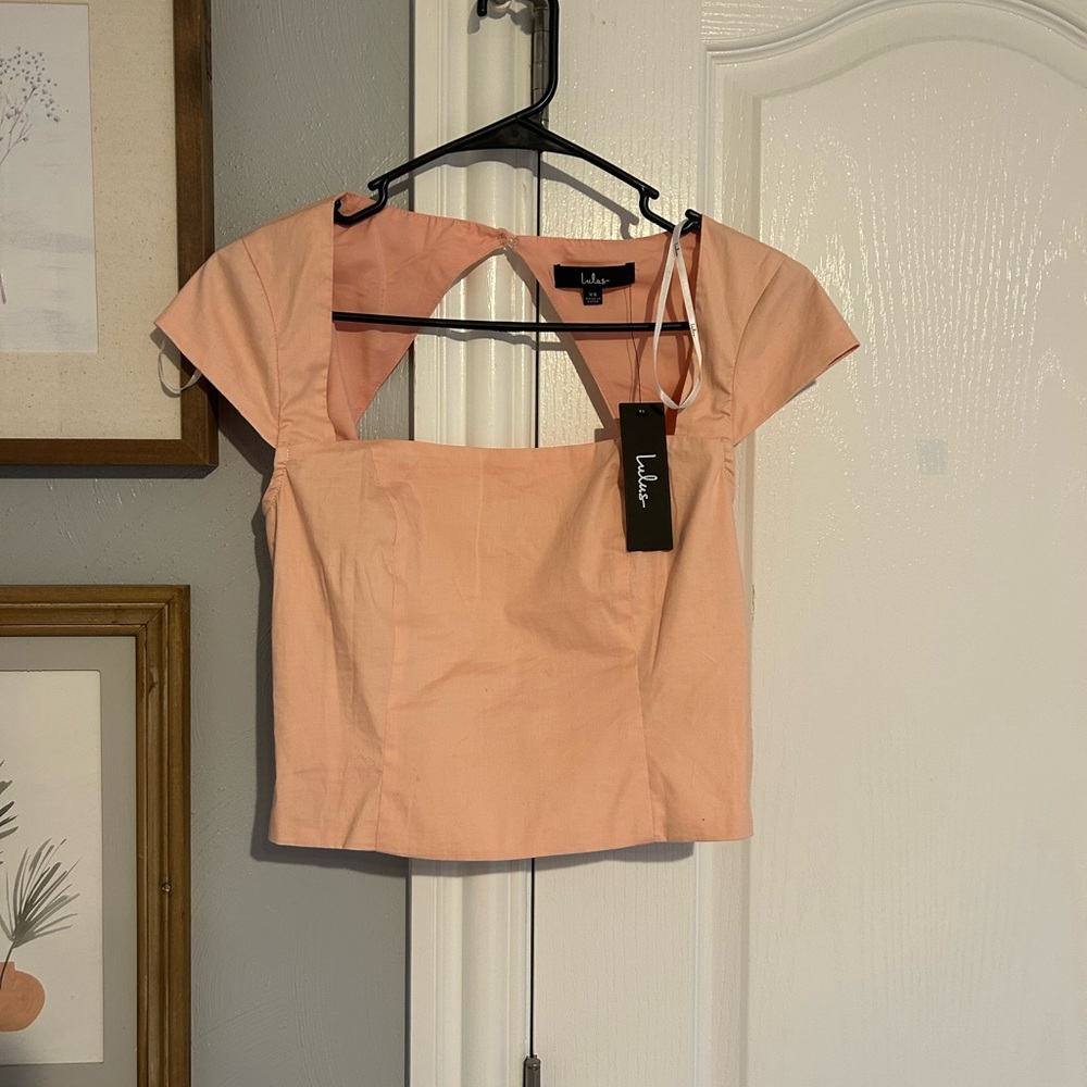 Lulu's Soft Peach Square Neck Blouse